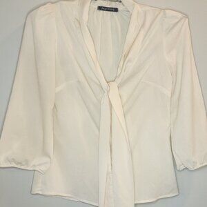 Foreign Exchange Cream Tie-Front Blouse